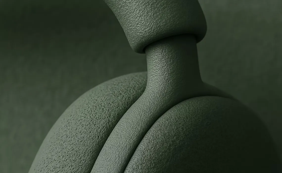 Close-up of green headphones